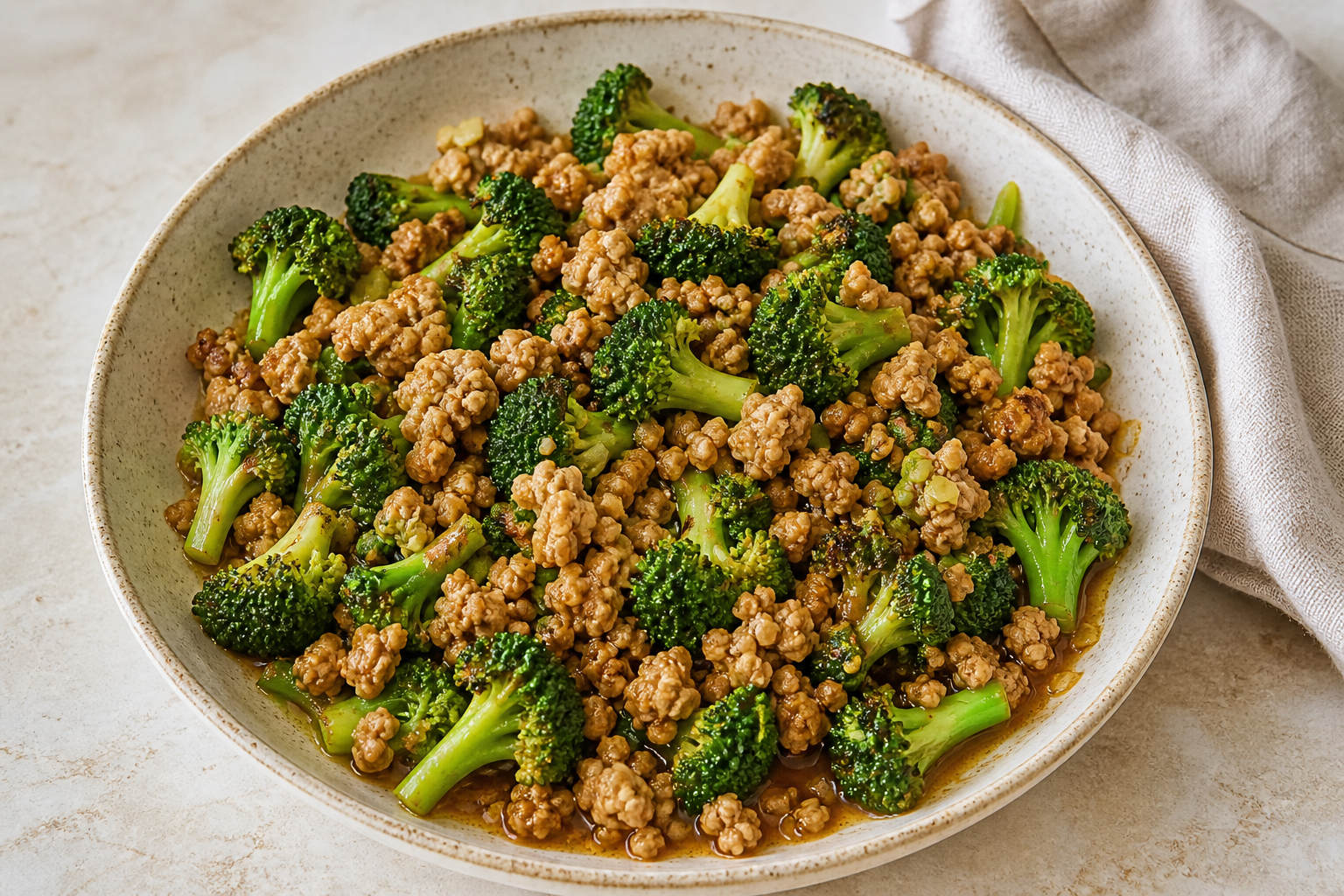 Lean ground turkey and broccoli stir-fry