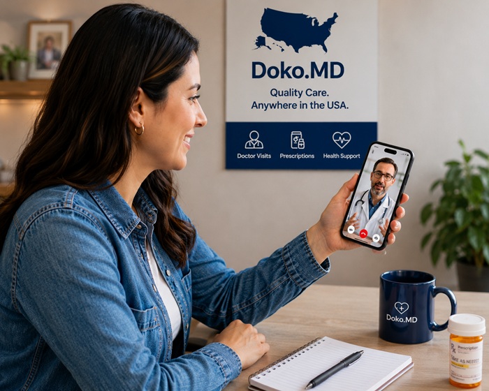 Patient speaking with a doctor in a telehealth video call
