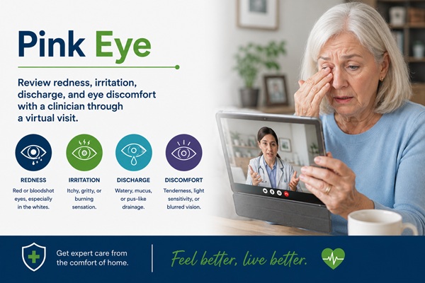 Pink eye care online for redness, irritation, and discharge