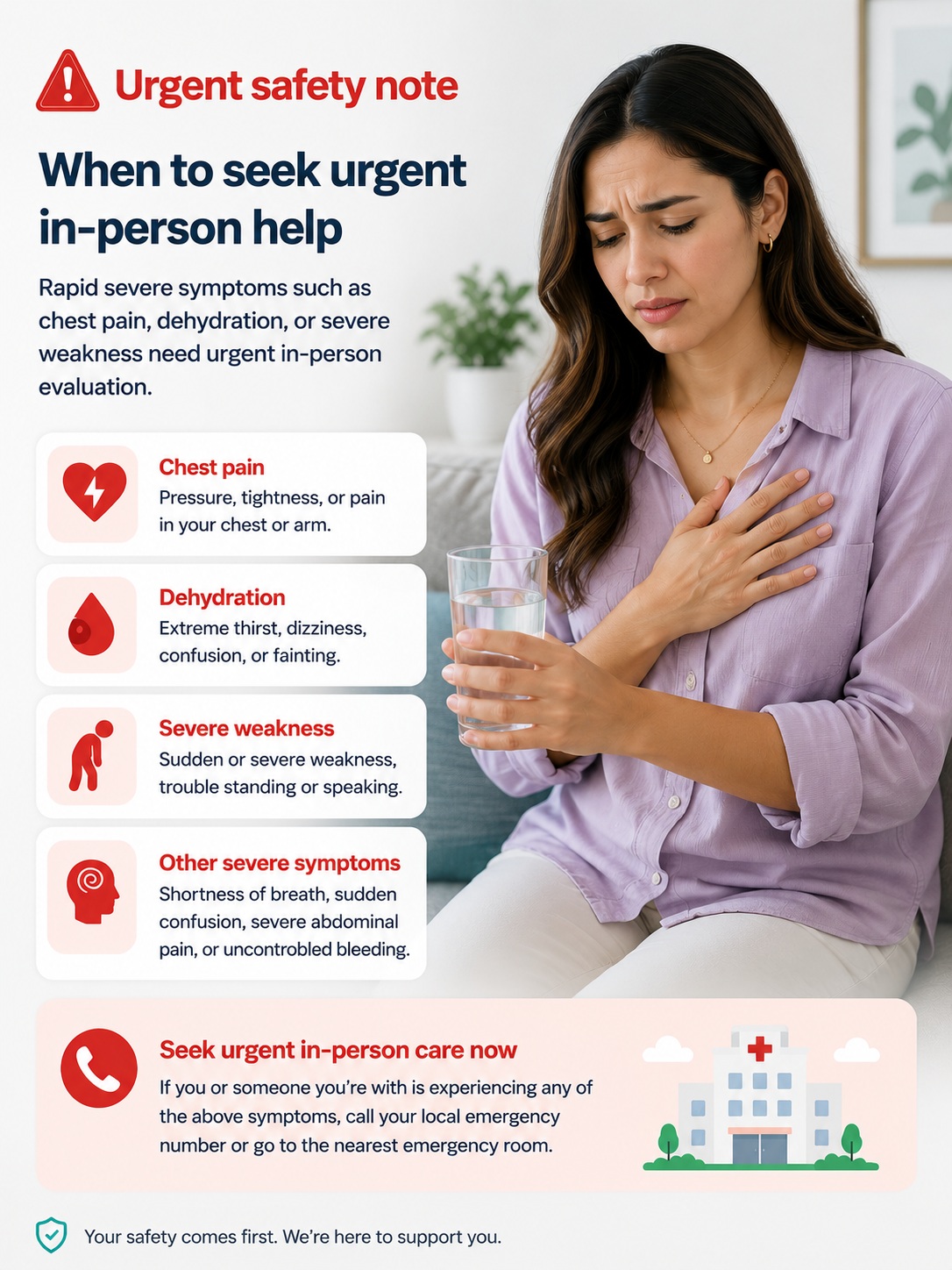 Care team member available to guide urgent next steps