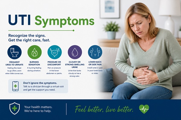 UTI symptom review and online urgent care guidance