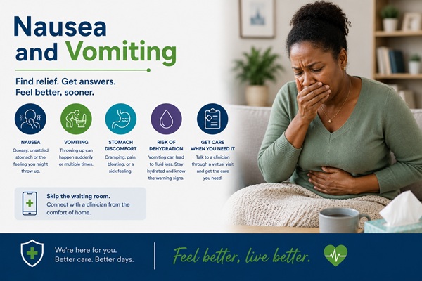 Nausea and vomiting care online for common non-emergency concerns
