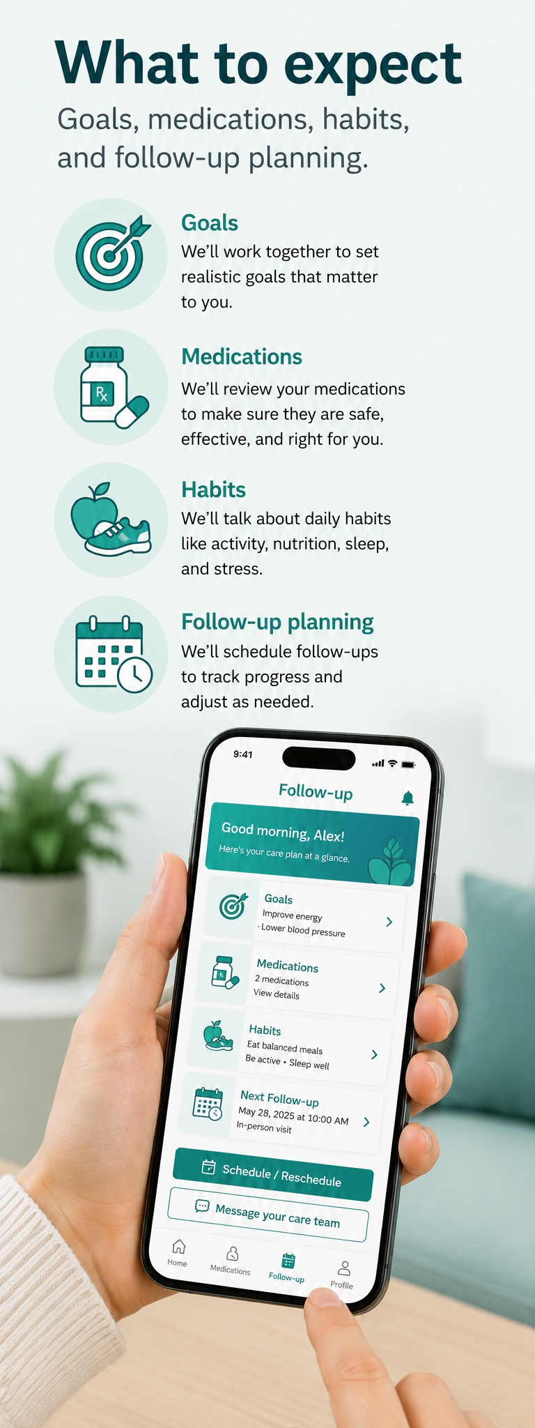 Patient receiving telehealth guidance for a weight loss program