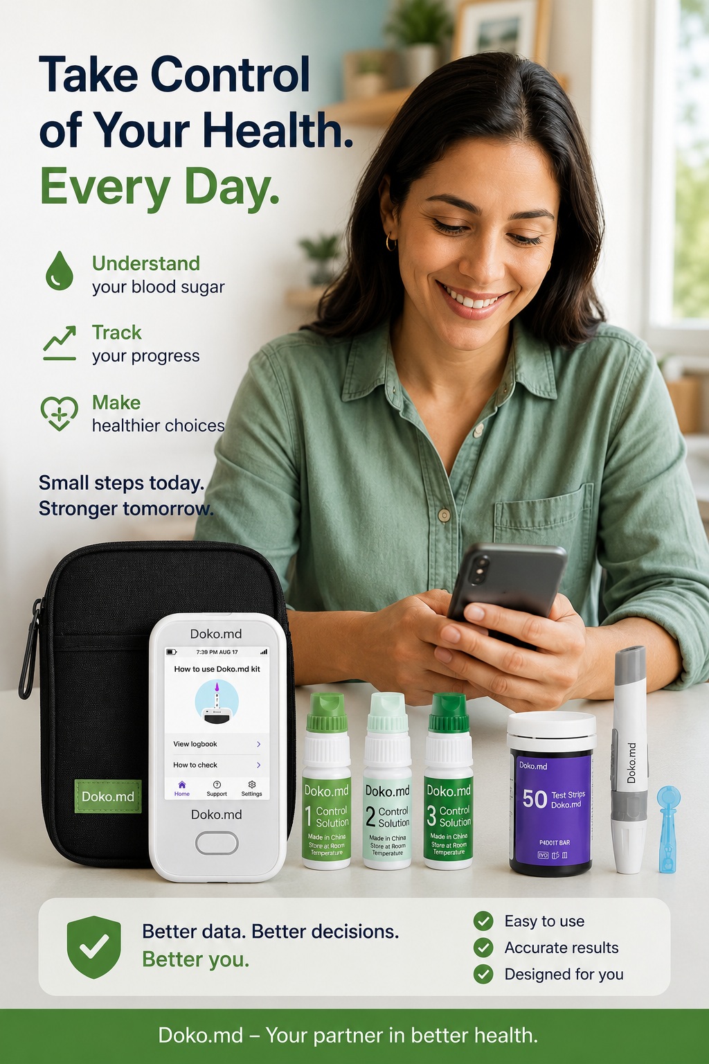 Diabetes care product and monitoring support kit